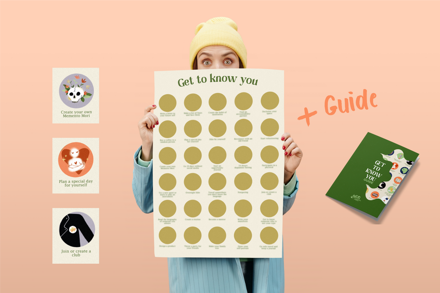 Scratch off Poster - 30 Adventures to Find Yourself + Guide. Perfect Meaningful Gift